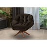 Poltrona Decorativa Pillow Top com Base Giratória Veludo Califórnia Marrom Café - 1