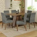 Ver imagem 1 de Conjunto Sala de Jantar Mesa Tampo de Madeira 6 Cadeiras Rustic/crema/silver Cheryl Madesa