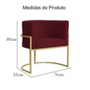 Ver imagem 4 de Poltrona Decorativa Estofada Base de Ferro Sala Luana Suede Vermelho Bordô - LM DECOR