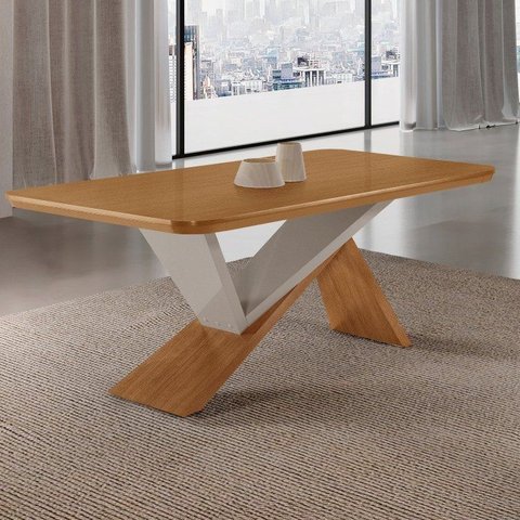 Mesa para Sala de Jantar MDF Tampo Laminado 180cm Canto Copo Texas Marrom