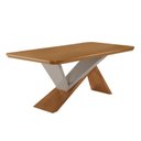 Ver imagem 2 de Mesa para Sala de Jantar MDF Tampo Laminado 180cm Canto Copo Texas Marrom
