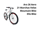 Ver imagem 2 de Bicicleta Aro 26 Aero 21 Marchas Velox Ello Bike Cor:branco/vermelho