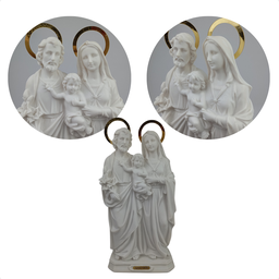 Sagrada Familia em Resina Premium Toda Branca, com Aureola 30 Cm - 3