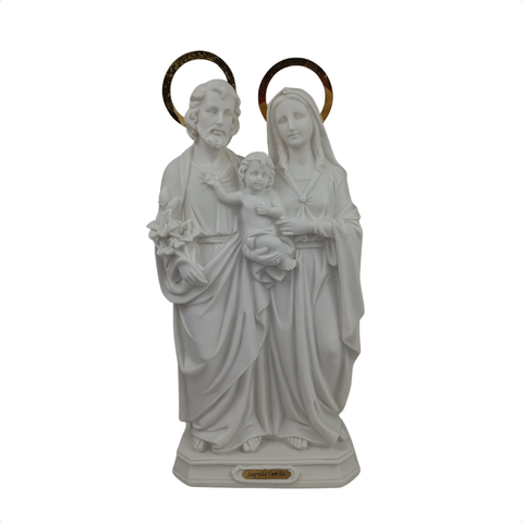 Sagrada Familia em Resina Premium Toda Branca, com Aureola 30 Cm