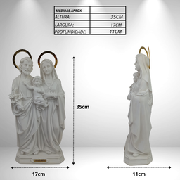Sagrada Familia em Resina Premium Toda Branca, com Aureola 30 Cm - 8