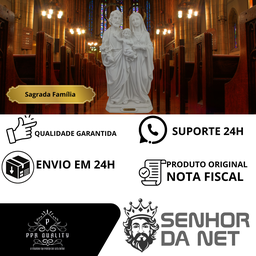 Sagrada Familia em Resina Premium Toda Branca, com Aureola 30 Cm - 9
