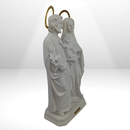 Sagrada Familia em Resina Premium Toda Branca, com Aureola 30 Cm - 5