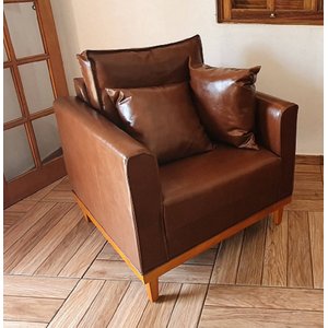 Poltrona Beny Pés e Base em Madeira Corino Nozes - Fm