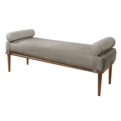 Recamier Banco Berlim Luxo Madeira Maciça Castellar Móbile Linho Cinza