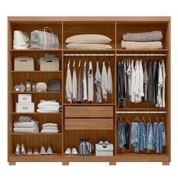 Guarda Roupa Dalila 3 Portas, 2 Gavetas, 3 Cabideiros Amêndola com Espelho e Pés - Demóbile - 3