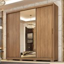 Ver imagem 2 de Guarda Roupa Dalila 3 Portas, 2 Gavetas, 3 Cabideiros Amêndola com Espelho e Pés - Demóbile