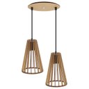 Ver imagem 1 de Luminaria Pendente Duplo Koni E27 Madeira Mdf Cr Desmontada:rústico