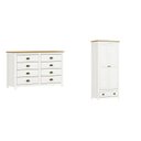 Ver imagem 2 de Conjunto Infantil Guarda-Roupa 2 Portas e Cômoda 8 Gavetas 100% Madeira Maciça - Topázio Finestra Branco