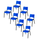 Ver imagem 2 de Kit 7 Cadeiras Iso Fixa Empilhável Escola Igreja Salão:azul