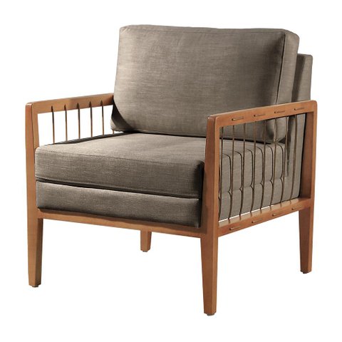 Poltrona Gael Luxo Madeira Maciça Castellar Móbile Linho Cappuccino