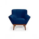 Ver imagem 3 de Cadeira Poltrona Yasmin Veludo Decorativa Império Estofados Azul Marinho