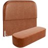Cabeceira Cama Box Casal 140cm Lanna com Puff Recamier Doha W01 Couríssimo Camel - Lyam Decor - 1