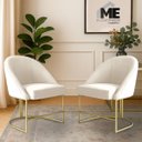 Ver imagem 2 de Kit 2 Banqueta Poltrona Lua Penteadeira e Salão com Base Metálica:bege