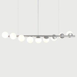 Lustre Pendente Figo Prata - 9 Globos Esfera de Vidro Branco - 2