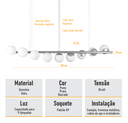 Ver imagem 3 de Lustre Pendente Figo Prata - 9 Globos Esfera de Vidro Branco