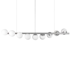 Lustre Pendente Figo Prata - 9 Globos Esfera de Vidro Branco