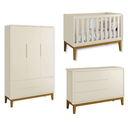 Ver imagem 1 de Quarto de Bebê Berço + Cômoda Sapateira + Guarda Roupa 3 Portas Areia Classic Madeira