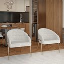 Ver imagem 2 de Cadeira P/ Mesa Jantar Estofada Courino ou Linho 2 unidades Cor:cinza com Champagne