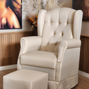 Ver imagem 2 de Poltrona de Amamentação Balanço e Puff Livi em Linho Bege