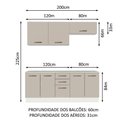 Ver mais imagens de Kit com 2 Balcões e 2 Armários Aéreos Multiuso 200cm Branco/crema Agata Madesa Branco/crema
