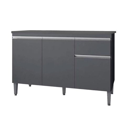 Balcão de Cozinha 120cm Tatiane 3 Portas 1 Gaveta com Tampo Cinza