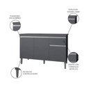 Ver imagem 4 de Balcão de Cozinha 120cm Tatiane 3 Portas 1 Gaveta com Tampo Cinza