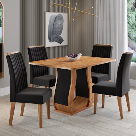 Conjunto para Sala de Jantar com 4 Cadeiras Inspirare Yescasa
