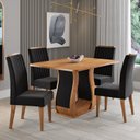 Ver imagem 1 de Conjunto para Sala de Jantar com 4 Cadeiras Inspirare Yescasa Preto/Mel