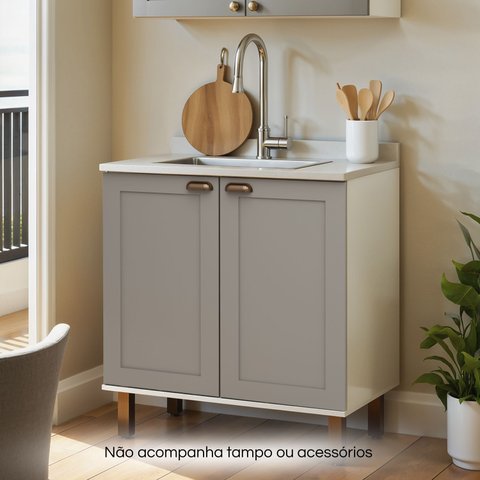 Balcão de 80 Cm 2 Portas 100% Mdf 1529 Linha Iluminata Genialflex