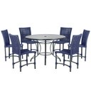 Ver imagem 1 de Mesa Ascoli 120 Cm com 6 Cadeiras Cannes de Alumínio, Pintura Preta e Trama Tela de Corda Náutica