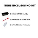 Ver imagem 2 de Forma Assadeira de Pão Retangular Grande Antiaderente 2l + Luva Térmica + Pincel de Silicone Vermelh