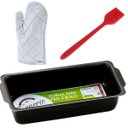 Ver imagem 1 de Forma Assadeira de Pão Retangular Grande Antiaderente 2l + Luva Térmica + Pincel de Silicone Vermelh