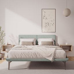Cama Japonesa Toquio Casal com Cabeceira Almofada Linho Cinza - 1