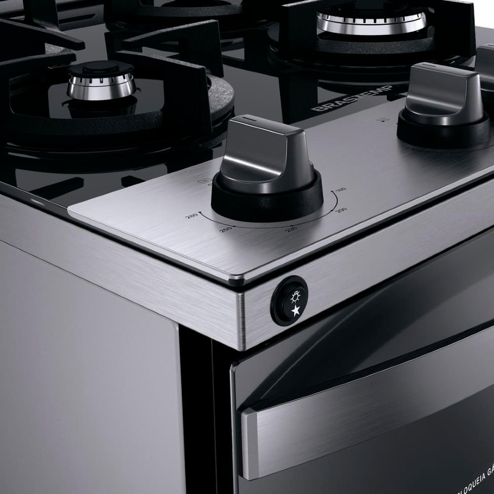 Fogão Brastemp 4 Bocas Inox com mesa de vidro, dupla chama e grill elétrico - BFO4VBR 220V - 7