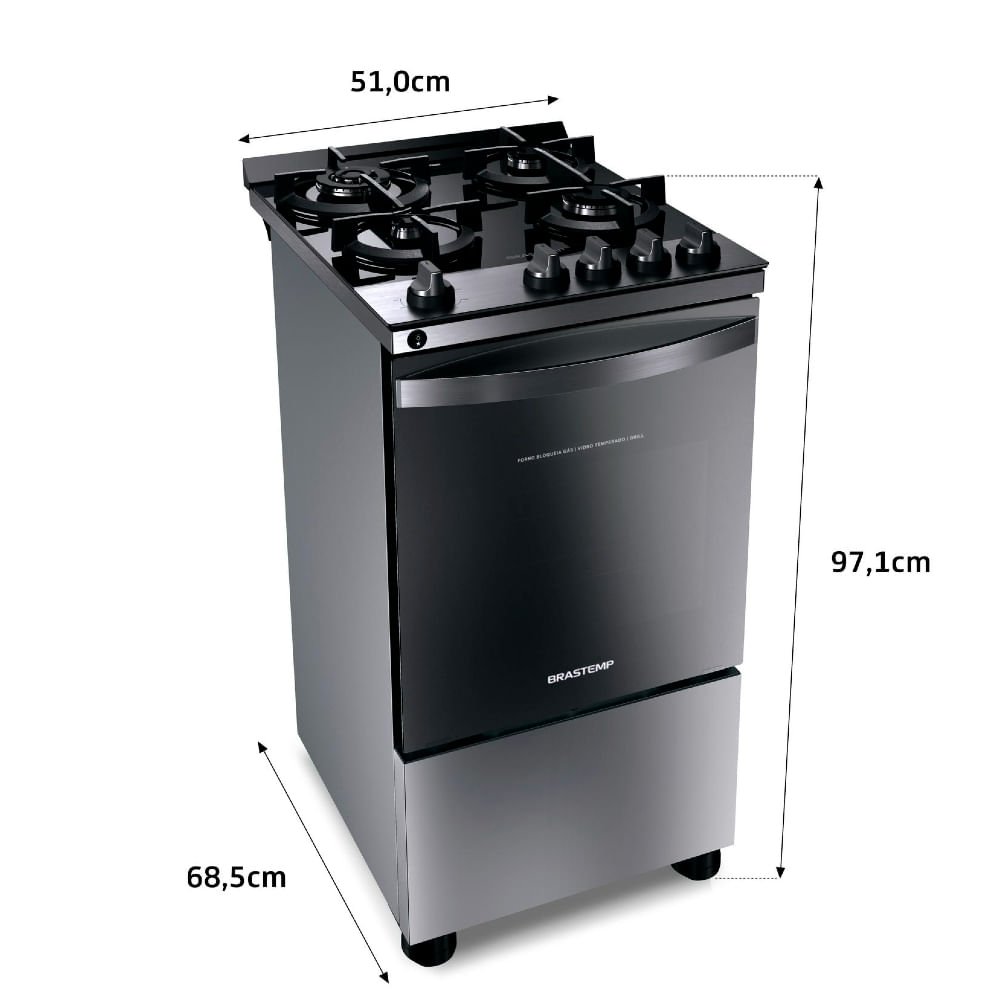 Fogão Brastemp 4 Bocas Inox com mesa de vidro, dupla chama e grill elétrico - BFO4VBR 220V - 3