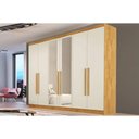 Ver imagem 1 de Guarda Roupa Casal 6 Portas (2 C/ Espelho) e 4 Gavetas Oslo Peroba/off White - Europa
