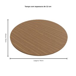 Tampo de Mesa em MDF de 15mm Redondo Freijó 110cm - Rimo - 3