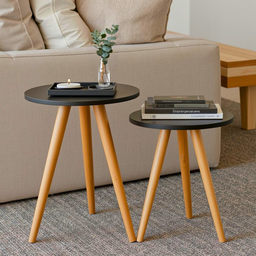Conjunto 2 Mesa de Canto Pés Palito Retro Decoração Lateral Sala Quarto - 5