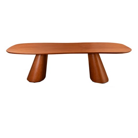 Mesa de Jantar Orgânica 240x135cm Carvy Madeira Maciça Castanho Claro - Sallar Home