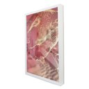 Ver imagem 1 de Quadro Decorativo Caixa Alta com Vidro Abstrato Mármore Rosa Perolado TaColado Moldura Branca 40x60c