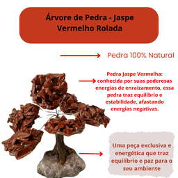Árvore de Pedra Jaspe Vermelho Rolada Presente e Decoração - 4