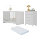 Ver imagem 1 de Berço 3 em 1 com Colchão Incluso e Cômoda 4 Gavetas Luna Multimóveis Mp4778 Branco