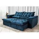 Ver imagem 1 de Sofá Retrátil e Reclinável Ipanema 1,50m em Tecido Veludo C/pillow Nos Braços - Montagem Inclusa:azu