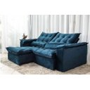 Ver imagem 2 de Sofá Retrátil e Reclinável Ipanema 1,50m em Tecido Veludo C/pillow Nos Braços - Montagem Inclusa:azu