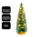 Ver imagem 5 de Kit 2 Mini Pinheiro de Mesa Iluminado 25cm Nevado com Led Sequencial e Base de Madeira